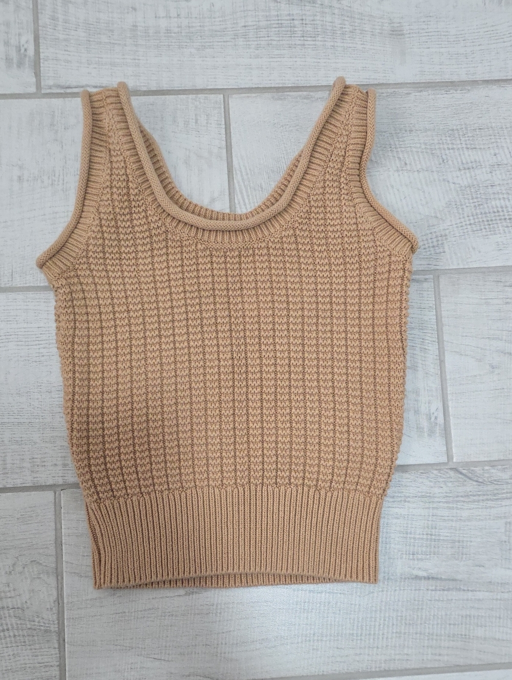 Quince Organic Cotton Sweater Tank Earthen Khaki Women's Size XS